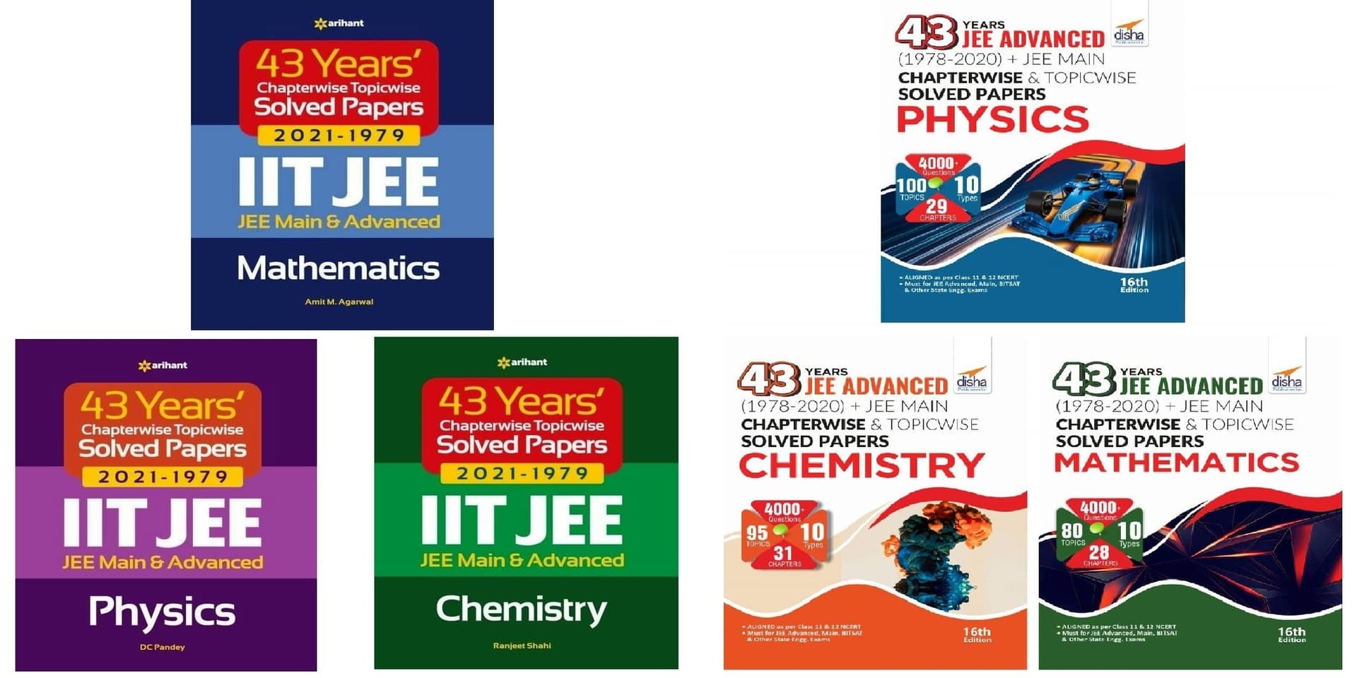 JEE Chapter-wise Solved Previous Year Questions PYQs from last 43 years - Arihant and Disha publications
